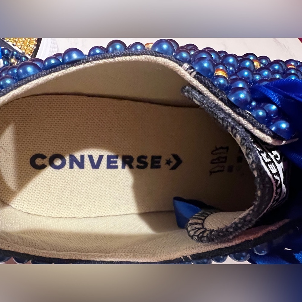 Custom Sigma Gamma Rho Blue and Gold Pearl Converse Sneakers - Picture 8 of 10